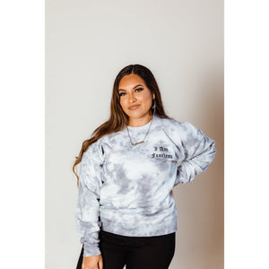 I Am Fearless Embroidered Crewneck Sweater ~ Smoke Gray Tie-Dye